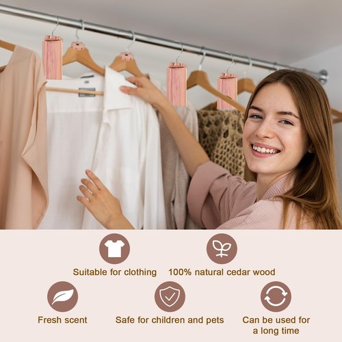 Tigvio 48-Pc Cedar Blocks for Clothes Storage: Blocks, Planks, Hooks, Rings, Balls, & Sachets for Closet, Drawer, Bookshelf & Shoe Protection - Natural Cedar Scent