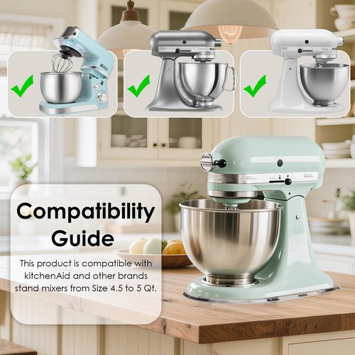 Baemin Mixer Slider, Thickened Acrylic Heavy-Duty Mixer Slider Mat for 4.5QT-5QT Stand Mixer, Compatible with KitchenAid Sliders for Countertop, Appliance Sliders Mixers Accessories, Clear