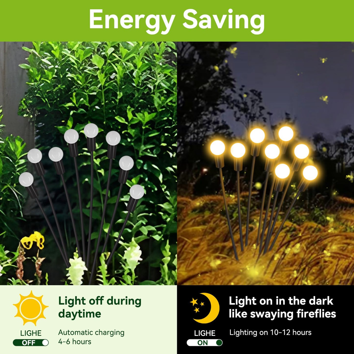 YShengMian Solar Garden Lights Outdoor Waterproof, 2 Pack 16 LED Swaying Light Firefly Light Outdoor Decor Lights for Garden Gifts for Pathway Party Christmas Decoration, Warm White