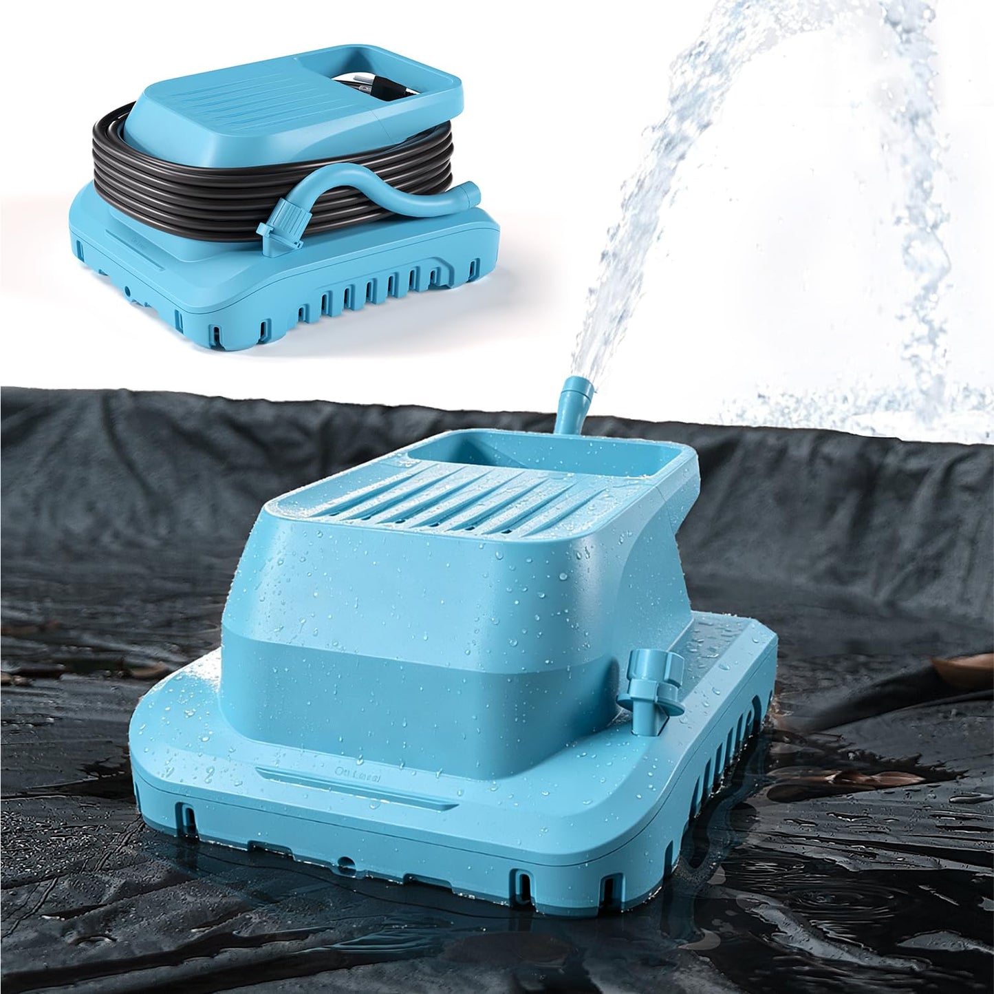 Voeer Pool Cover Pump with Built-in Nozzle, 950 GPH Automatic Submersible Pump, 25ft Cord, Hose Connection Supported, Water Level Indicator, Low-Profile Design, 110W Motor, Waterproof Design