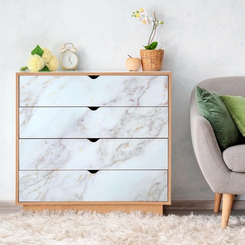 rabbitgoo Marble Contact Paper for Countertops, Self Adhesive Peel and Stick Wallpaper, Removable Kitchen Counter Top Contact Paper for Old Furniture, Gold Matte Granite, 17.5 x 78.7 Inch