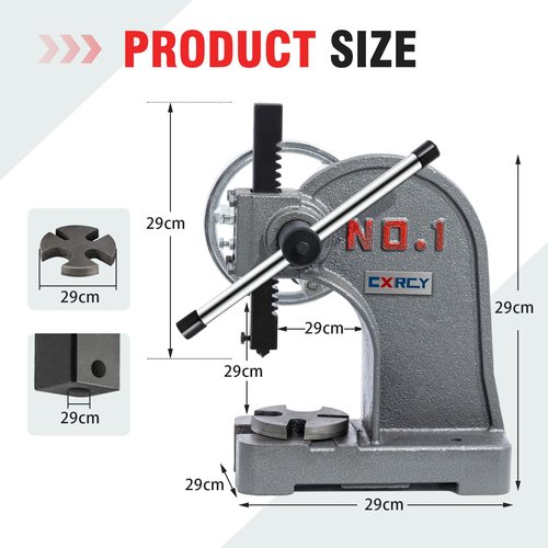 CXRCY Arbor Press 1 Ton with Hand Wheel, Cast Iron Heavy duty Manual Arbor Press 1 Ton, 5.5" Maximum Height, Desktop Arbor Press, Metal Punch Press Machine for Stamping Bending Forming Stretching