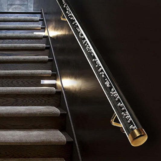 Clear Acrylic Handrails for Indoor Stairs - 3ft/4ft/5ft/6ft/8ft/10ft/12ft/14ft/20ft Non-Slip Transparent Crystal Staircase Handrail(Gold Bracket,250cm(8.2ft))