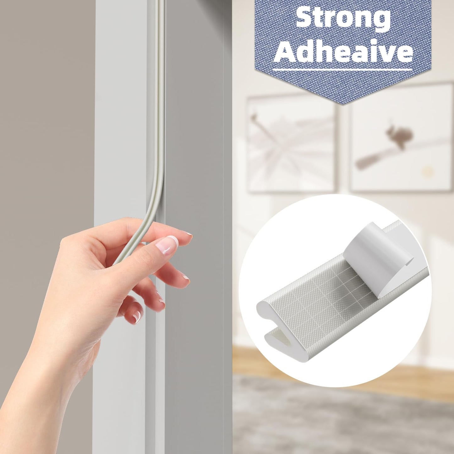 Foam Weather Stripping Door Seal Strip for Small Gap, V Shape Self-Adhesive Door Weatherstripping Door Frame Insulation for Winter,Draft Blocker,Dustproof Tape（33Feet,White）