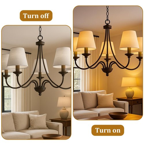 Chandelier Lamp Shades Set of 6, 5 Inch Mini Barrel Lampshades Replacement Small Clip on Linen Lampshade for Table Lamp Wall Sconce Ceiling Light Candelabra Light Bulbs Bottom 5.5''x 3.5''x 5.1''
