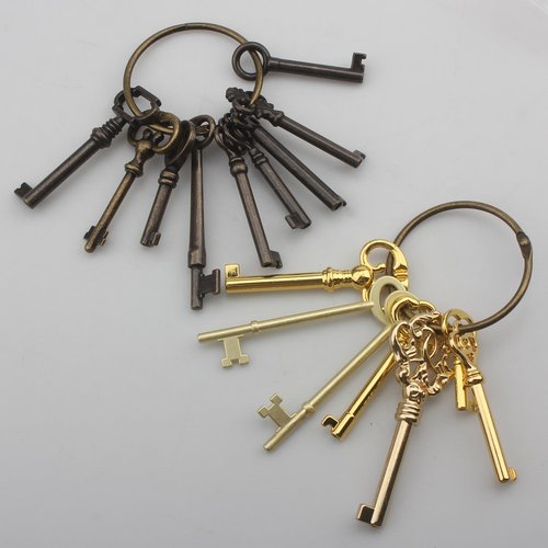 16 Pcs Skeleton Key Set,Key Replacement,Skeleton Keys for Antique Furniture,Grandfather Clock,Vintage Clocks,Antique Cabinets,Old Cabinets,Chinese Cabinets,Old Doors
