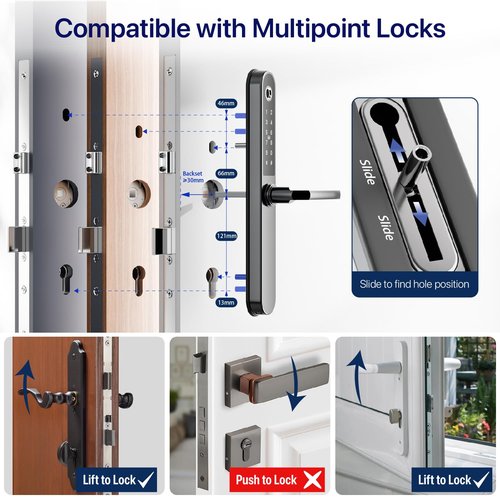 Smart Lock Fingerprint Door Lock Smart Deadbolt, Finger Print, Key Card, Keypad, App Control, Remote Lock/Unlock，Suitable for Metal Doors, PVC Doors with a Thickness of 40-90mm (Apollo RED)