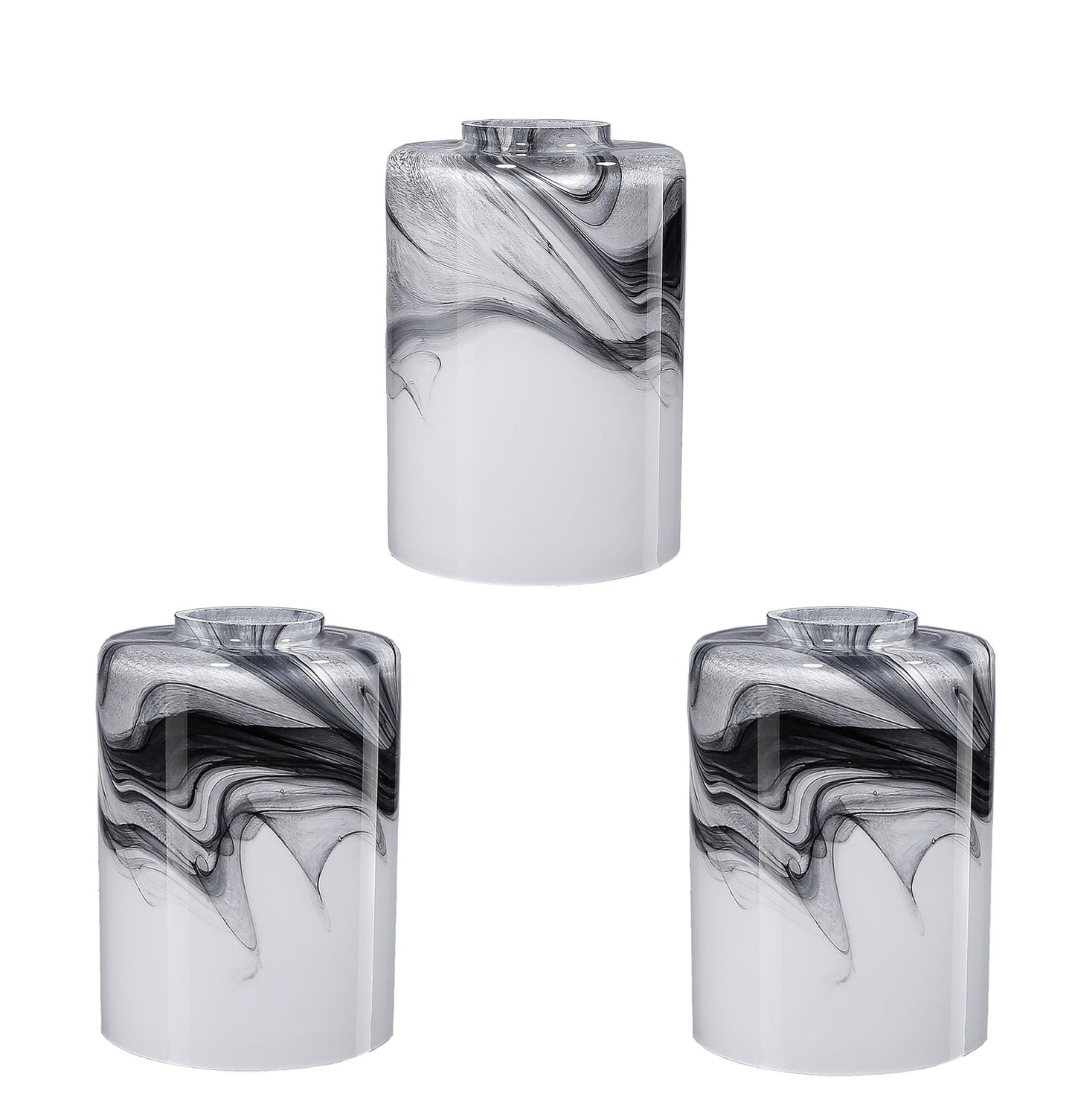 3P Cylinder glass Lampshades for Wall Sconce Light Cover Blown Art Glass Ceiling Fan light Cover Globe Replacement Fixture for Vanity Light Shade1.65in fitter Height5.74 in Grey marble