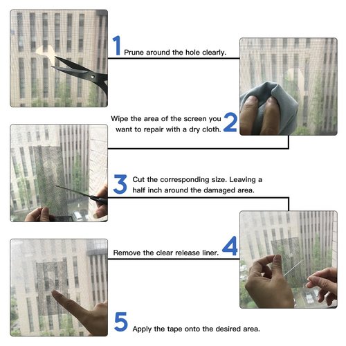 HTVRONT Window Screen Repair Kit Tape: 4inx10FT Screen Patch Repair Kit, Well Ventilated, Strong Adhesive Fiberglass Covering Mesh Tape for Window Door Tears Holes (Black)