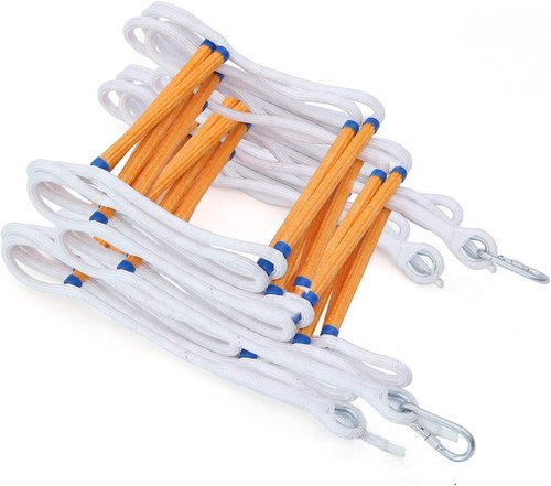 2.5M Safety Balcony Fire Escape Ladder with Hooks Carabins | 1 Story for Adults and Kids |Reusable Multi-use for Treehouse|Weight Capacity up to 2000 lb 8ft