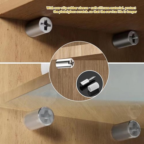 20 Pcs Self Tapping Screws Cabinet Laminate Support, Shelf Pins with Non-Slip Sleeve, Cabinet Shelf Pegs for Kitchen Utensils, Bookcases and Wardrobes, Fixed Support Self - Tapping Cross Screw