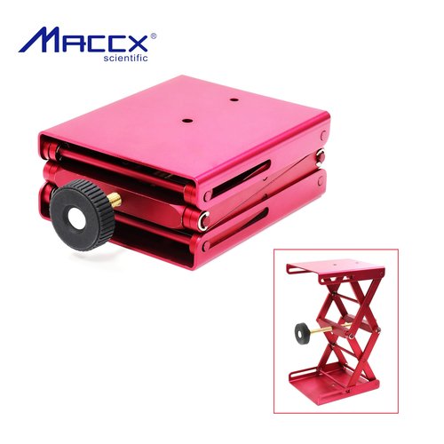Maccx Lab Support Jack, Red Color, Aluminum Table, Dim of Platform 4.8"x5.5" Max. Height up to 9.5", LSJ140-001