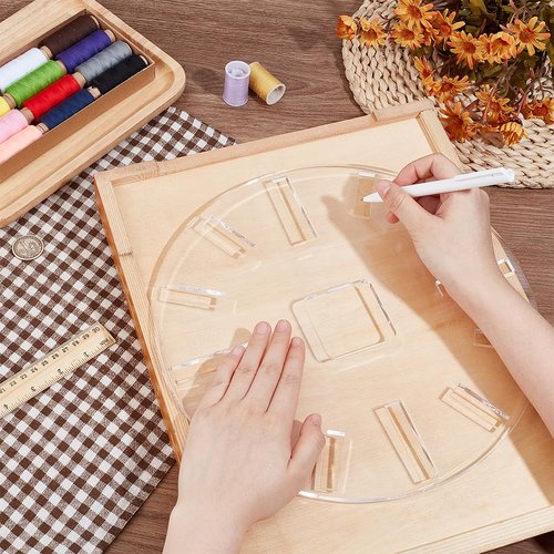 BENECREAT Clock Router Templates, 12inch Acrylic Router Inlay Template, Circle Clock Face with Clock Dials for Woodworking, DIY Clock Board, 6mm Thick