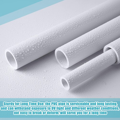 Sasylvia 10 Pcs White PVC Pipe DIY Projects Sch40 Furniture Grade for Home, Greenhouse, Garden, Farm, Workshop (1/2 Inch,4 Ft)