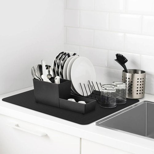 Stove Top Cover for Electric Stove - Food Grade Ceramic Stove top Cover,Silicone XXL Dish Drying Mat, Glass Cooktop Covers, Flat RV Range top Mats (Black,28x20)