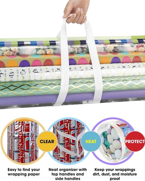 1 PCS Transparent Collapsible Storage Bag for Wrapping Paper Rolls, A Convenient and Durable Storage Solution for Wrapping Supplies, Perfect for Accessories and Craft Projects