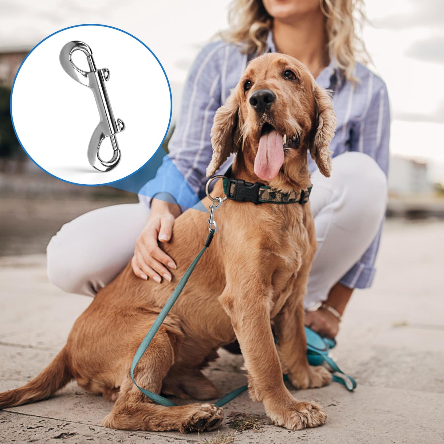 4 PCS Double Ended Snaps, 3.5 Inch Zinc Alloy Trigger Metal Clip, Silver Double Ended Snap Hooks for Pet Dog Leash, Water Bucket Hooks, Key Holder, Carabiner, Home, Farm, Other Indoor and Outdoor.