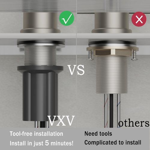 VXV Kitchen Faucet with Soap Dispenser, 3 Modes Kitchen Faucet with Pull Down Sprayer, Stainless Steel Sink Faucet for Farmhouse, Bar, and RV, with Deck Plate and 1/2'' Adapters