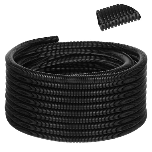 PEOVLVN 50ft Wire Protector Tubing, Split Flame Retardant Wire Loom 1/2 Inch Cable Protector Flexible Wire Covers Wire Conduit for Electrical Wires Automotive Marine (Split)