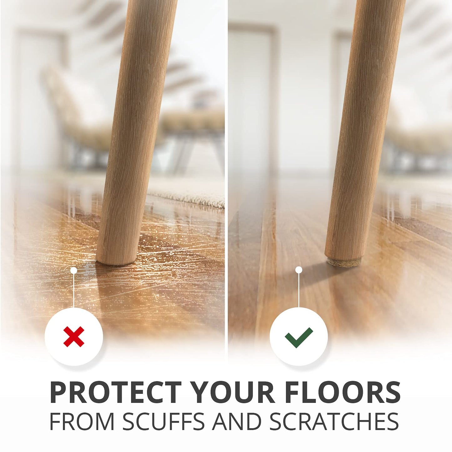 Best Felt Furniture Pads X-PROTECTOR - 48 Premium Chair Felt Pads Floor Protector for Furniture Feet Wood Hardwood Floors - Protect Your Hard Floors! (Beige)