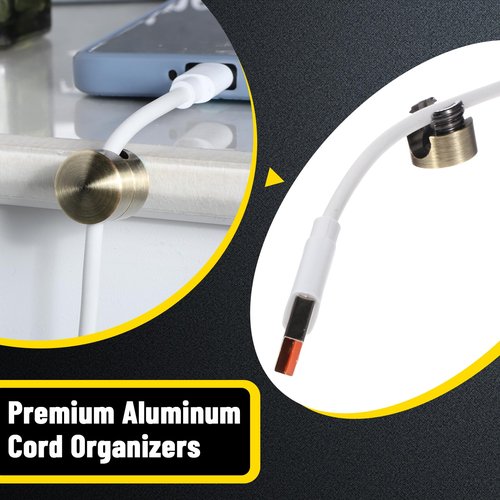 BOHUIZ 3 Pcs Cable Anchors for Desk, Adhesive Adjustable Cord Holder Cable Clips Premium Aluminum Cord Organizers Charger Holders Wire Management Keeper for Nightstand Desk Office