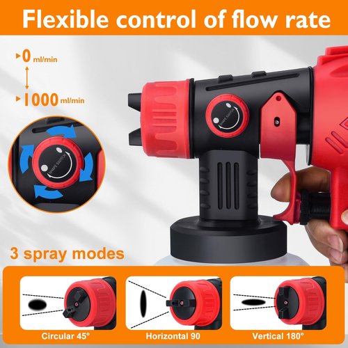 Cordless Paint Sprayer, HVLP Electric Spray Gun Compatible, 4 Copper Nozzles, 3 Spray Patterns, Easy to Clean for Furniture, Fence, DIY Projects, Battery Not Included (Milwaukee 18V)