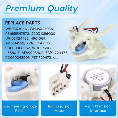 2025 New Upgraded WH03X30517 Washer Mode Shifter Actuator & WH01X27538 Washer Drive Belt & WH05X24185 Washing Machine Clutch & WH01X24434 Washer Spring for GE