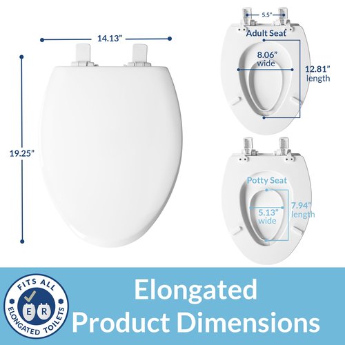 Mayfair NextStep2 Toilet Seat with Toddler Potty Training Seat Built-In, Slow Close, Easy Clean, Magnetic Removable Kids Seat, Made in USA, ELONGATED, White