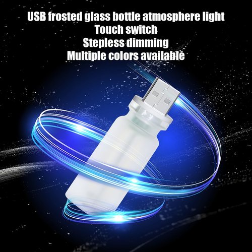 FALVFUN USB LED Car Interior Atmosphere Lamp, 5V Mini Retro Bottle Ambient Touch Control Decoration Night Light, Portable Plug-in Automotive Decoration Night Lamps, Universal Fit (Green)