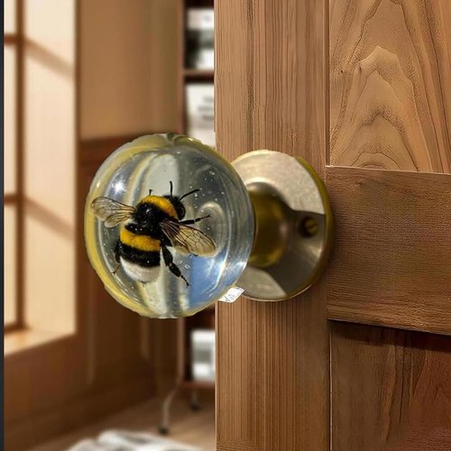 Unique Decorative Door Handle, Retro Round Resin Epoxy Flower Door Knob Retro, Floral & Animal Designs, Artistic Unique Knob for Modern/Classic Bedrooms (#6)