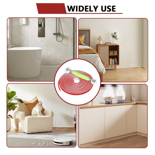 1/2 in x 20 Ft Flexible Self-Adhesive Trim Kit, Peel and Stick Trim Molding, Caulk Strip with 6 Corners Adaptor and Applicator Tool for Floors, Baseboards, Countertops, Tiles (White, 1/2 in x 20 Ft)