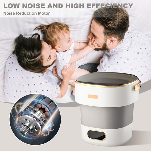 Fuhomtre 13L Portable Washer, With 3 Cleaning Modes, Mini Washing Machine- for Small Clothes, Underwear, Baby Clothe, Socks, Foldable Washing Machine, for Apartment&Home&Camping&Travel, Grey-White