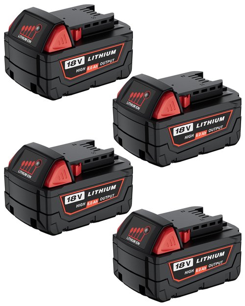 HOCHSTERN 4Pack 6.0Ah Replacement for Milwaukee M-18 Battery Compatible with Milwaukee 18V Lithium Battery 48-11-1862 48-11-1852 48-11-1882 Cordless Tools
