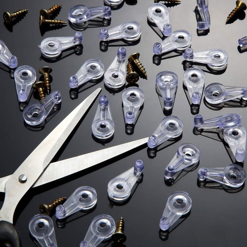 50 Pack Glass Retainer Clips Kit, Cabinet Glass Clips 4 mm Glass Clip with Screws for Fixing Glass Cabinet Doors (Transparent with Gold Screw)