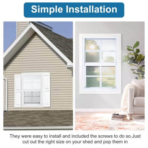 Ktondic 2 Pack Shed Window 14"X21" White Flush Mount Household Windows with Tempered Glass and Fiberglass Screen for Shed Chicken Coop Playhouse and Garage