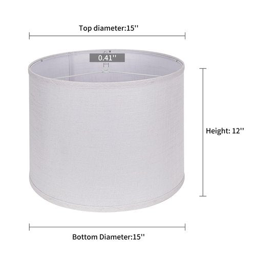 Drum Lamp Shades Set of 2, White Large Lampshades 15" Top X 15" Bottom X 12" Height, ALUCSET Large Lampshades Spider Fitter, Natural Linen Lamp Shade, Easy Assembly Required with 2 Lampshade Holders