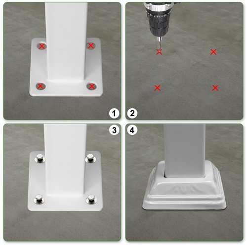 Kshioe Handrails for Outdoor Steps Fits 1 to 4 Steps, Wrought Iron Stair Railing for Outdoor Porch, All Weather Use Stair Rails on Concrete Steps, White (White, 2-3 Steps)