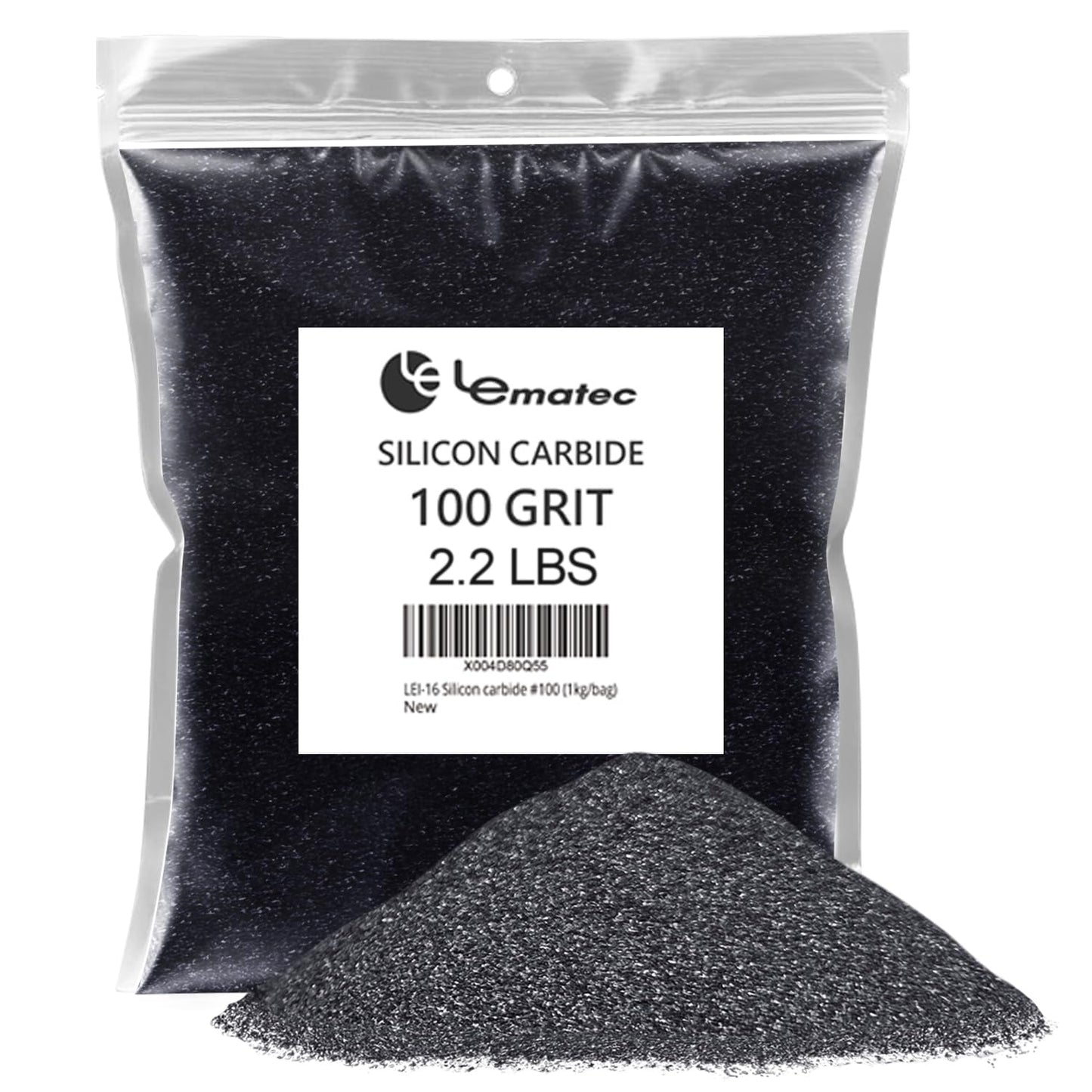 LE LEMATEC Silicon Carbide #100 Grit Sandblasting Media, Abrasive Blasting Sand for Polishing, Surface Prep, Media Blaster, Sandblaster, Rock Tumbling & Rock Tumbler Grit Refill, 2.2lbs Bag (LEI-16)