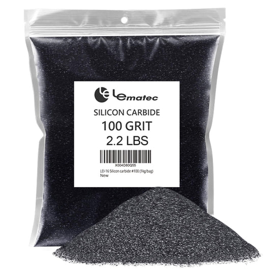 LE LEMATEC Silicon Carbide #100 Grit Sandblasting Media, Abrasive Blasting Sand for Polishing, Surface Prep, Media Blaster, Sandblaster, Rock Tumbling & Rock Tumbler Grit Refill, 2.2lbs Bag (LEI-16)