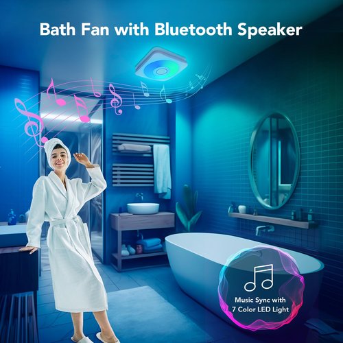 OREiN Bathroom Exhaust Fan with Bluetooth Speaker, 110/160 CFM 1.0 Sones Bathroom Fan with Light, 40W Shower Vent Fan with Light & Remote, 1500lm LED Light 2700K/4000K/6500K & Nightlight, Music Sync
