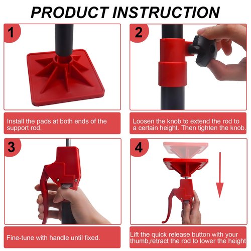 Cabinet Jacks for Installing Cabinets, 11.8" to 23.5" Third Hand Tools Adjustable Support Pole, 3rd Hand Support System for Upper Cabinet Installation, Each 78 LB Capacity, 2 Pack