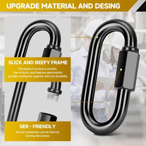 4Pcs 4.2” Quick Link Chain Connector, 2800lbs Capacity M12 Heavy Duty High Strength Giant Carabiners for Hammock, Swing, Camping, Fishing, Hiking