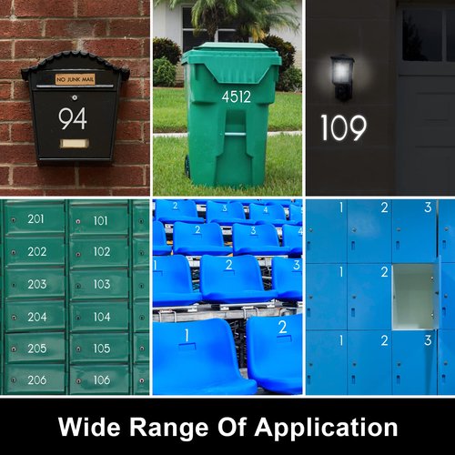 2 inch 30 Pcs Reflective Mailbox Numbers Stickers for Outside, Easy Installation with Prolonged Backing for and Pre-cut, Self Adhesive White Vinyl Address for House Address Sign Window Trash Bins