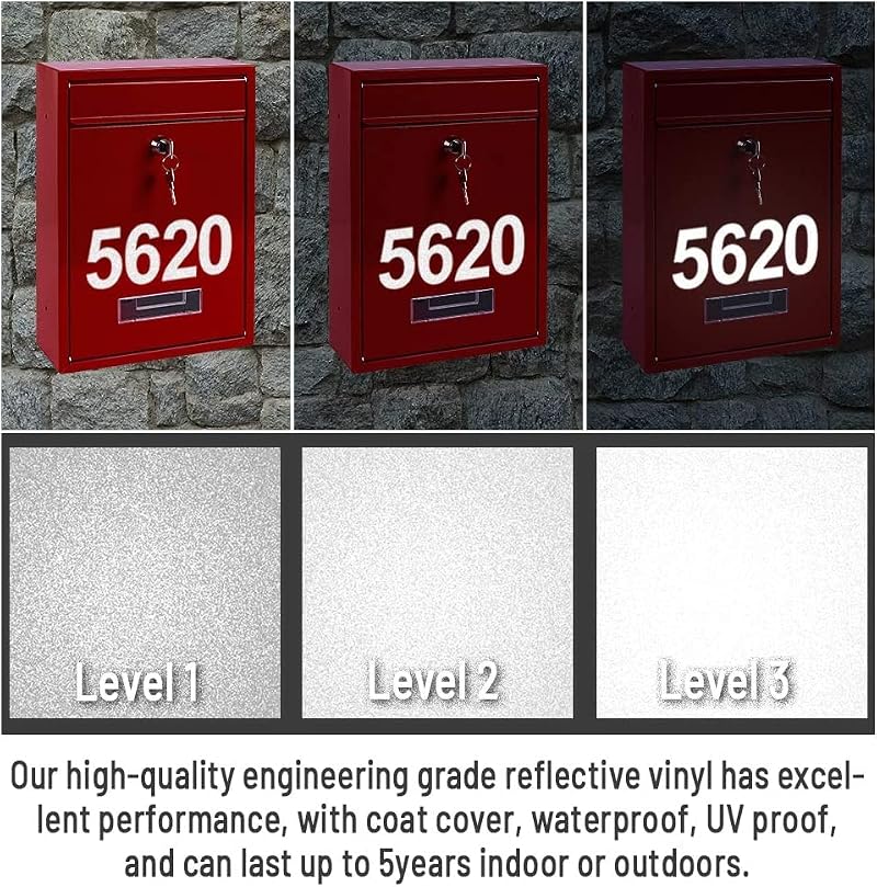 OLADOT Reflective Mailbox Numbers Stickers 3x3 & 4x2 Waterproof Self-Adhesive