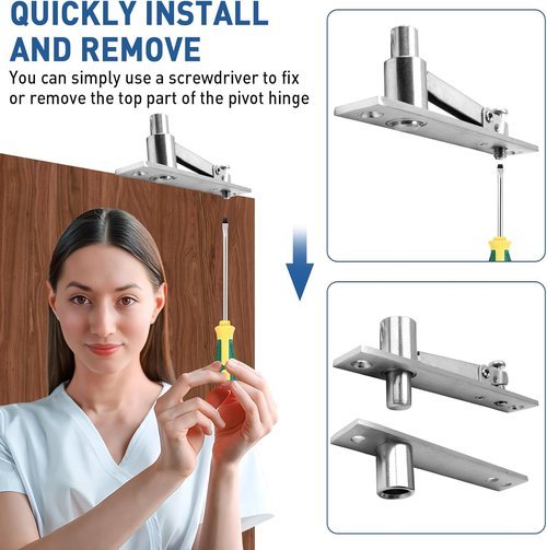 TamBee Door Pivot Hinges Heavy Duty Hinges for Wood Doors 360 Degree Shaft Stainless Steel Pivot Hinge System