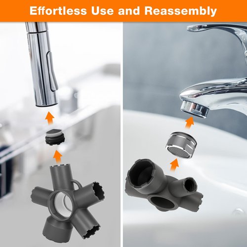 10-in-1 Faucet Aerator Removal Tool, Sink Aerator Removal & Replacement Tool for Kitchen & Bathroom, Fits M16.5, M18.5, M21.5, M22, M24, M28, and TT, TF, STD, TJ Sizes, Ideal Faucet Repairs Tool