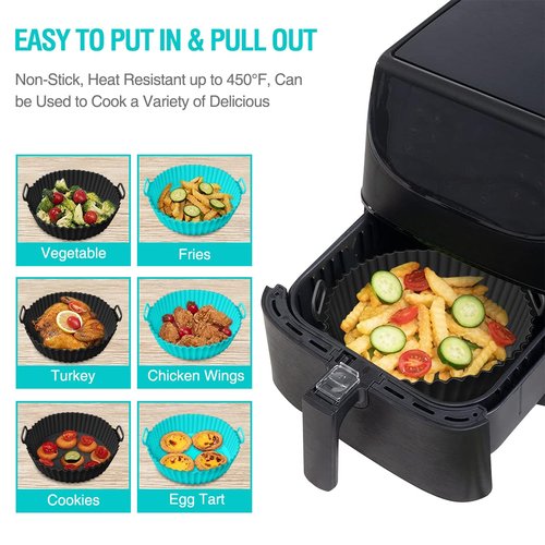 Silicone Air Fryer Liners for Ninja AF101 4QT AF141 5QT AF150 AF161 XL MAX 5.5QT for Ninja Foodi and Most 3-5 Quart Airfryers, Air Fryer Oven Microwave Accessories, Better than Disposable Paper Liner