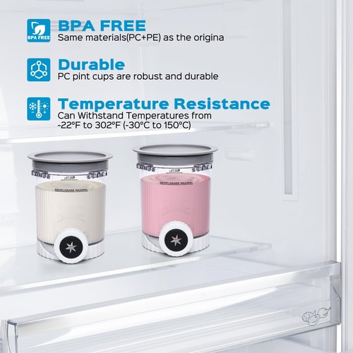 Vione 2pack Swirl CREAMi Pints and Lids Compatible with Ninja Swirl NC700 Series Ice Cream Makers, BPA-Free & Dishwasher Safe