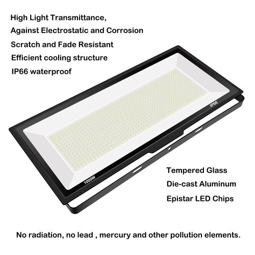 Gopretty 1000W LED Flood Lights,4200 watt Equivalent 98000LM Super Bright Outdoor LED Arena Lights 85-265V IP66 Waterproof 6000K Daylight Commercial Lighting for Stadium, Backyard, Parking Lots etc