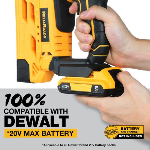 2-in-1 Cordless 18GA Brad Nailer & 1/4 Crown Stapler for DeWALT 20V MAX Battery (Tool Only) - Lightweight, 1600 Nails/Staples Included for DIY, Upholstery & Home Renovation
